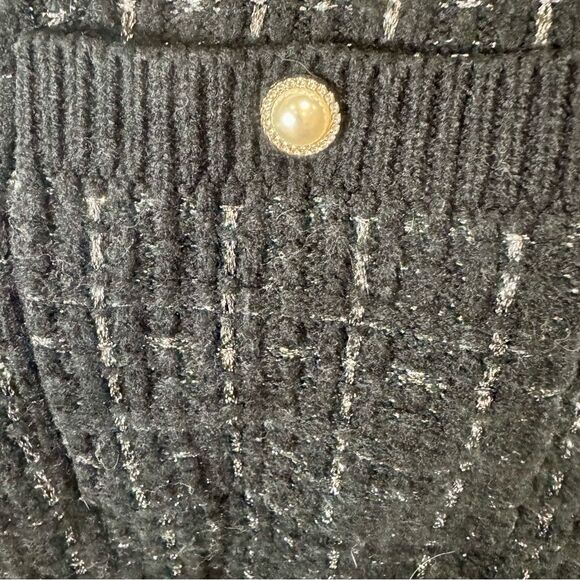 Alexis sweater or cardigan in black and silver with pearl buttons size XL - Picture 6 of 10